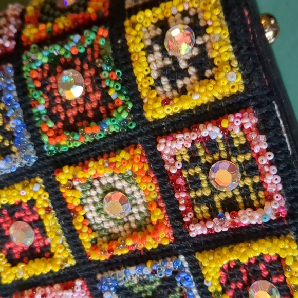 Vintage Needlepoint Beaded Crystal Handbag - Picture 8 of 16